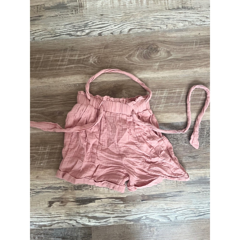 SHEIN Pink Gauze Paperbag Waist Shorts XS Dusty Rose Boho Summer Beach Casual